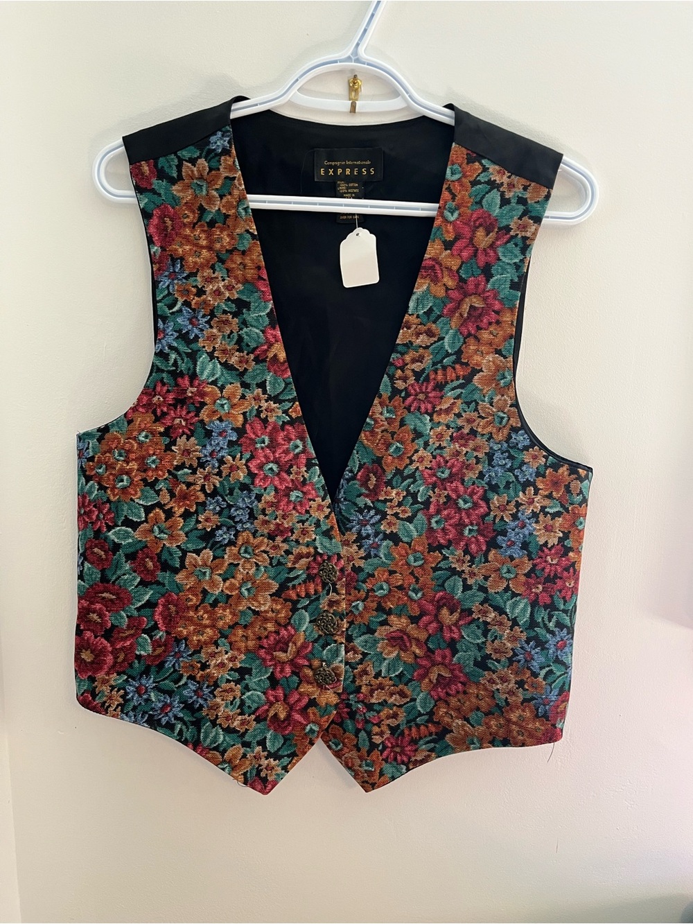 Vintage Floral Fall Autumn Rustic Vest - Size Medium
